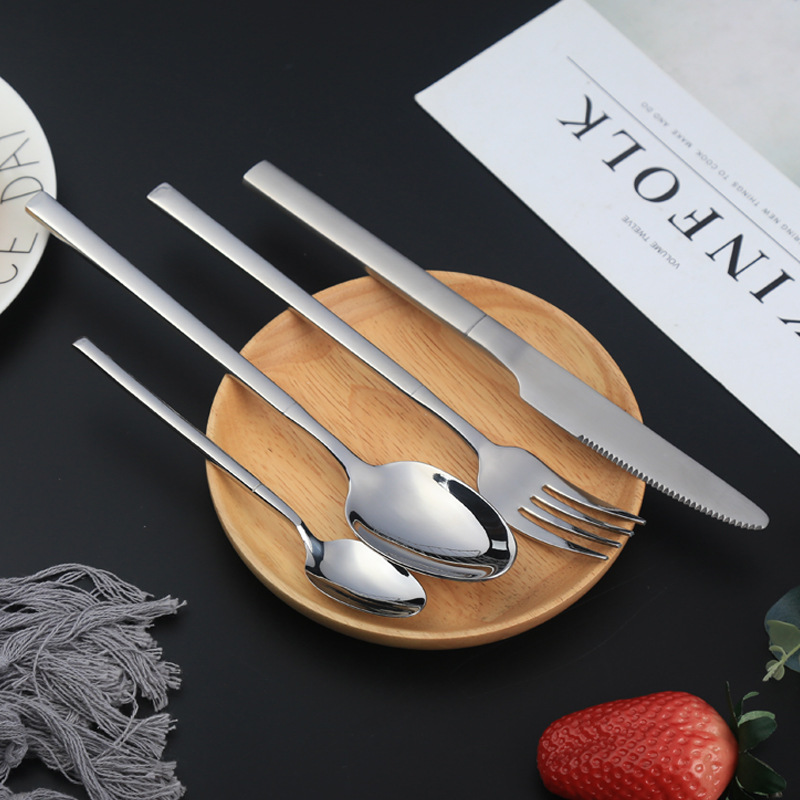 Factory wholesale 304 stainless steel Knight series tableware, knives, forks, spoons, portable tableware, Western dining knife and fork sets customization Specification image