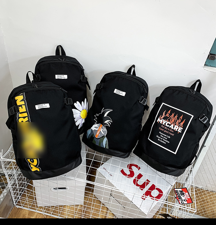 2021 Korean version fashionable couple style cartoon print cool backpack, large-capacity trendy schoolbag for junior and senior high school students details Picture
