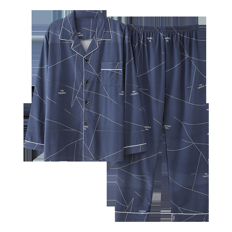 Factory wholesale men's pajamas for spring and autumn, milk silk men's cardigan long-sleeved, youth home wear sets Item Picture