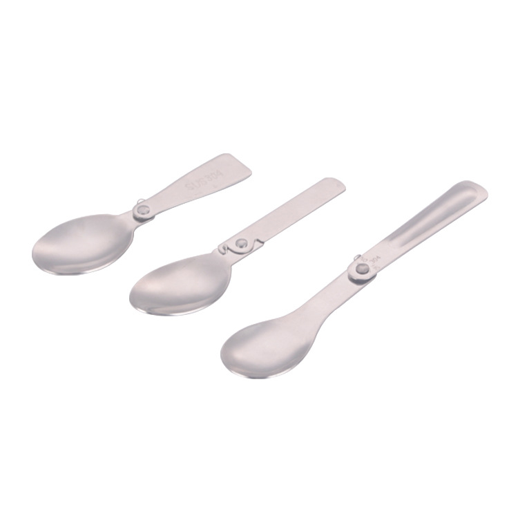 Wholesale 304 stainless steel soup spoons, creative outdoor travel spoons, portable tableware, folding spoons and spoons from the manufacturer Item Picture