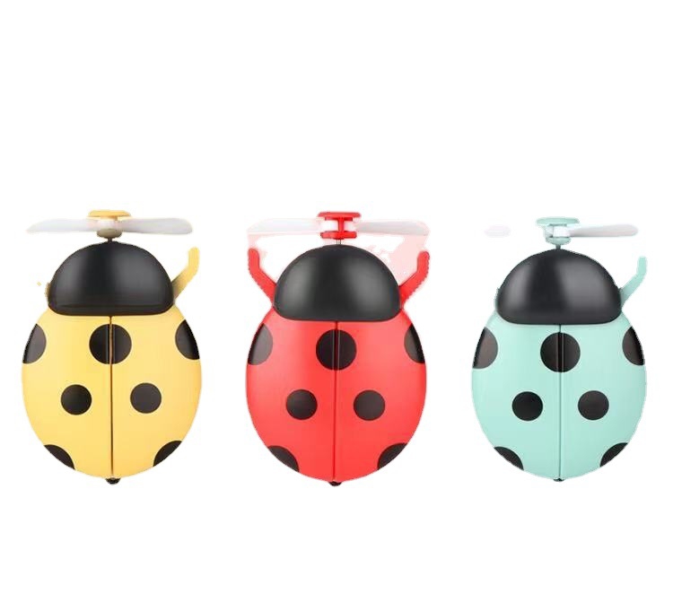 New LED beauty mirror fan, seven-star ladybug mini fan, USB charging, mini portable fill light, makeup mirror Specification drawing