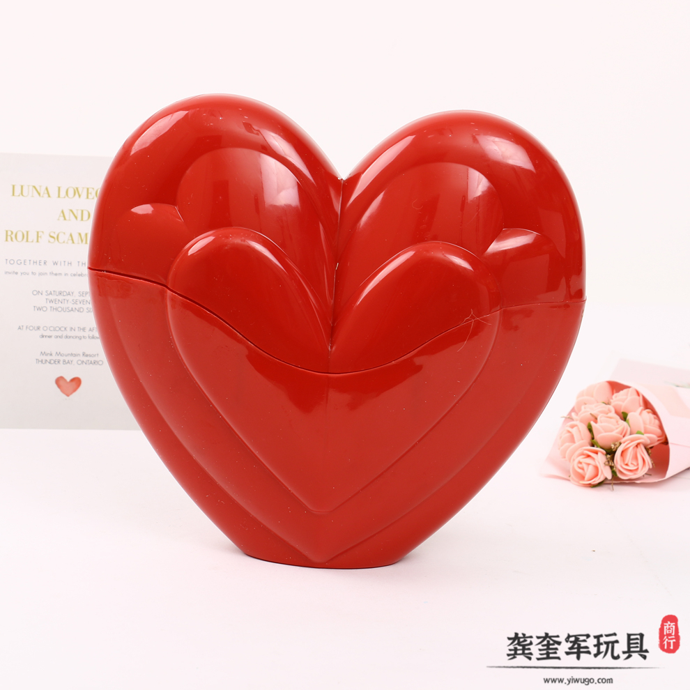 龚奎军玩具商行荣誉出品 红色款爱心桃形状可拆卸设计收纳储物盒