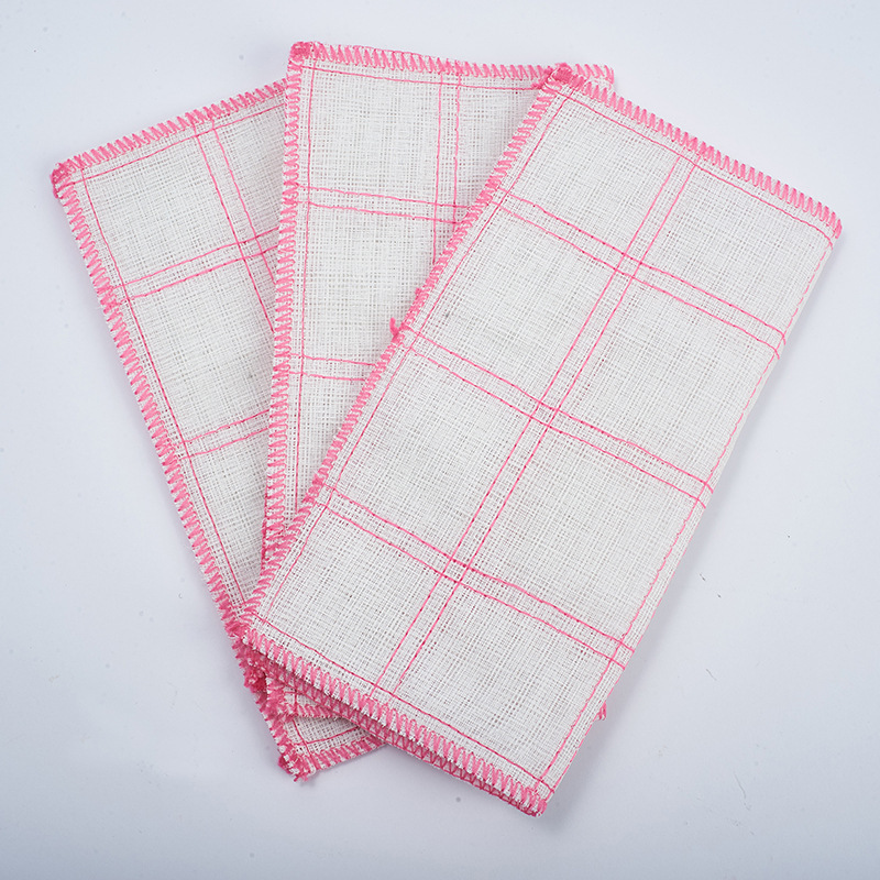 7-layer 36*36cm checkered wood fiber dishcloths, kitchen cleaning cloths, rags, oil-free scouring pads details Picture