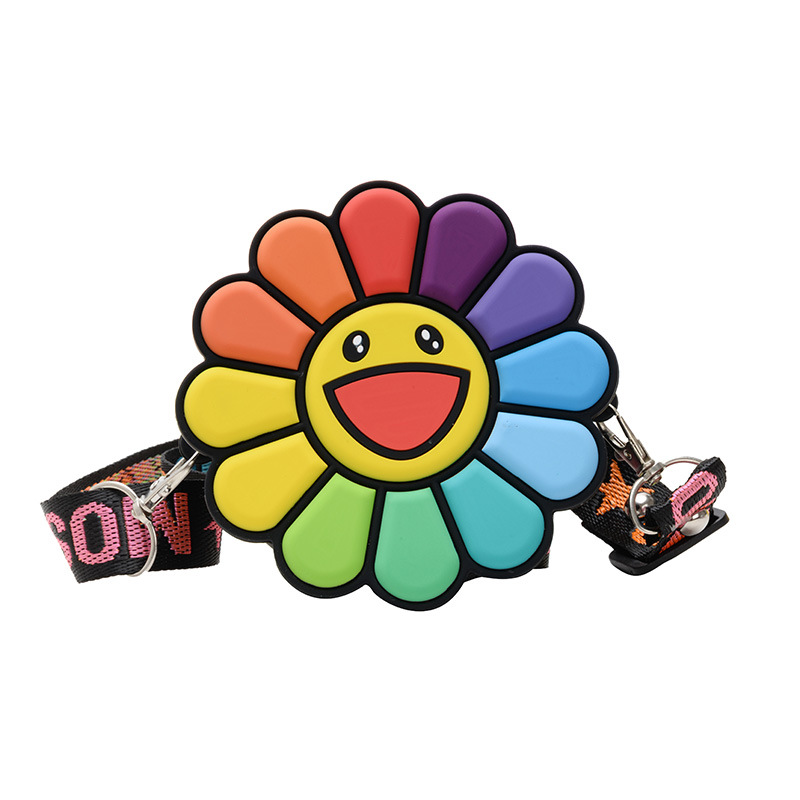 A versatile crossbody bag for girls, a cartoon and cute silicone flower bag, a single-shoulder bag for little girls, and a mini princess bag Item Picture