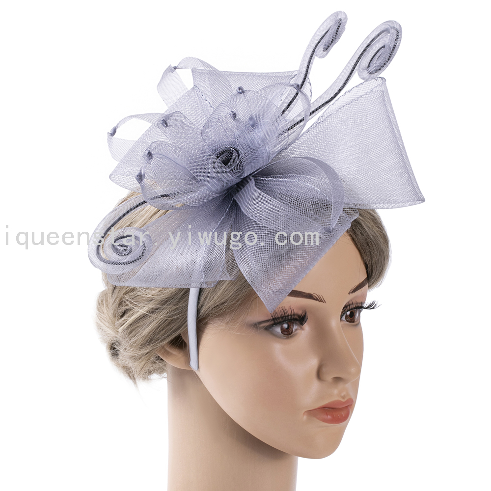 New tulle bride's top hat, headband, headband, elegant retro dress, tulle hat, flower hair accessory