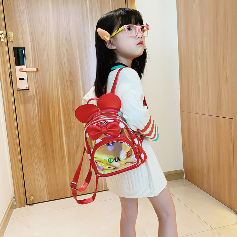 Lucky Little Pig's new kindergarten children's bag, children's laser schoolbag, 2-5 years old cute little bag, anti-wandering wholesale Specification image