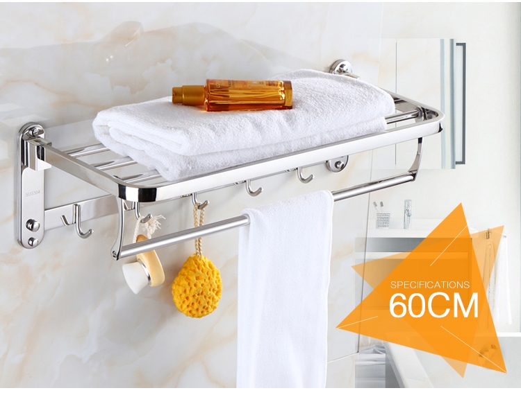 Non-drilling 304 stainless steel towel rack, bathroom bath towel rack, foldable activity rack, toilet storage rack Application Scenario