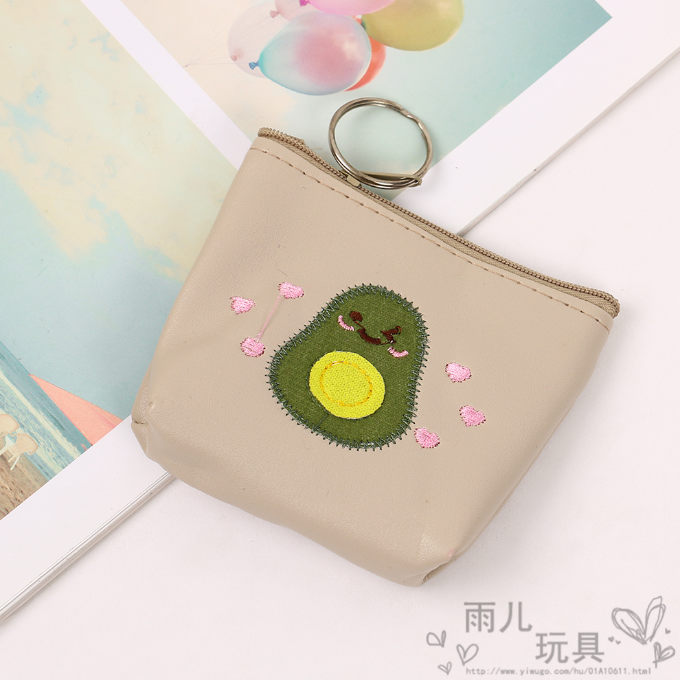 Korean cartoon coin coin coin purse, coin bag, avocado cute key case, mini hand-held bag, small wallet details Picture