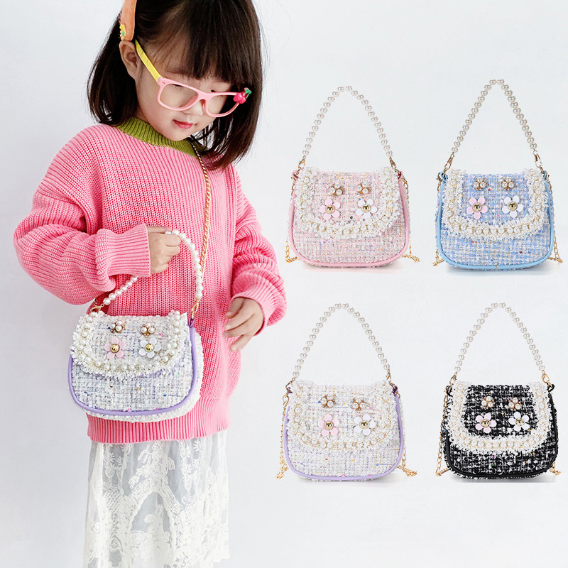 Korean version mini cute children's cartoon handbag, fashionable pearl children's accessory bag, princess bag, one-piece consignment