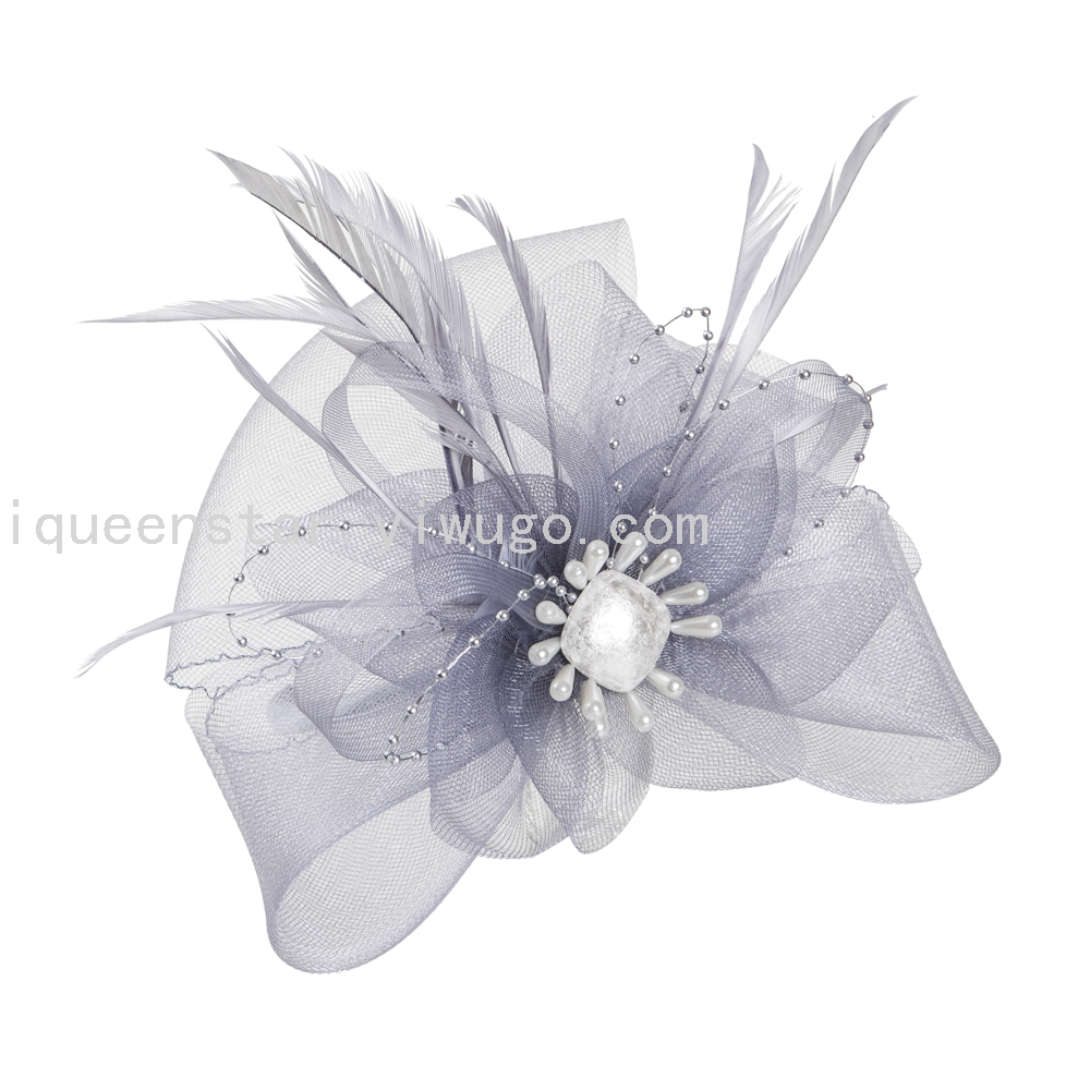 Bride's wedding banquet, retro linen, feather, lady's hair accessory, headband, banquet top hat, hair flower, woman's pearl details Picture