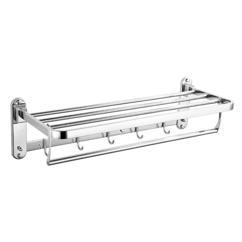 Non-drilling 304 stainless steel towel rack, bathroom bath towel rack, foldable activity rack, toilet storage rack