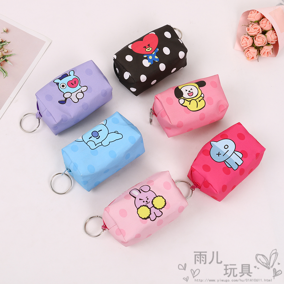 Korean version of Instagram cartoon girl coin purse, cute portable student loose change, canvas small bag, zipper bag