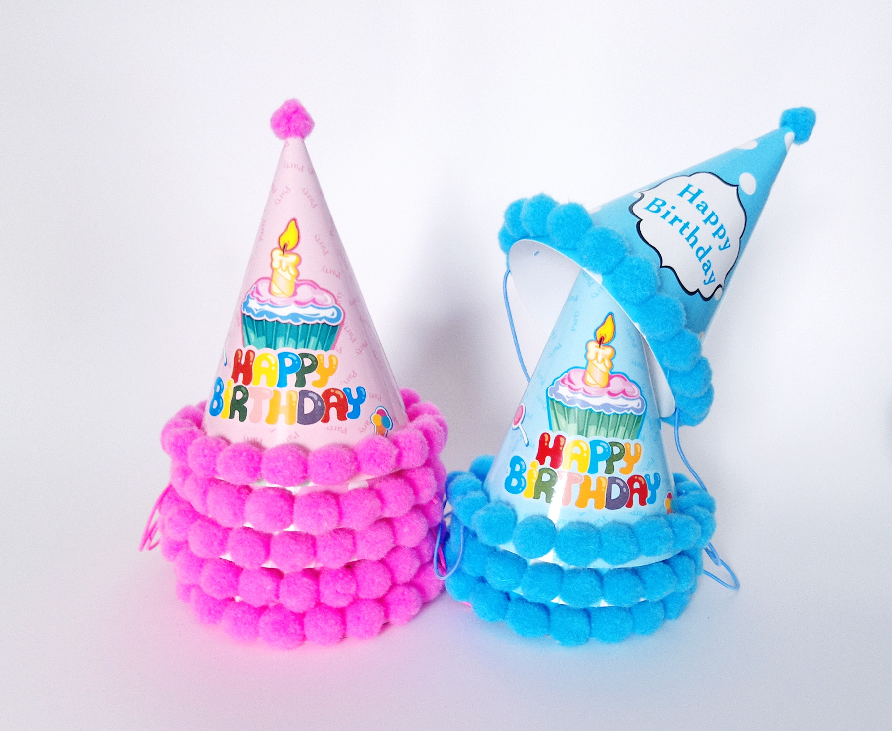 Christmas department store wholesale Family Party Adult Birthday hat 24cm birthday pointy hat Plush ball birthday hat