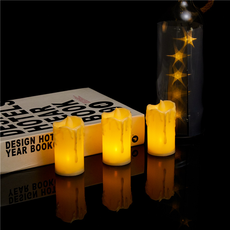 Integrated wick, small tea wax simulation tearful LED electronic candle lamp, Easter birthday decoration luminous candle Specification image
