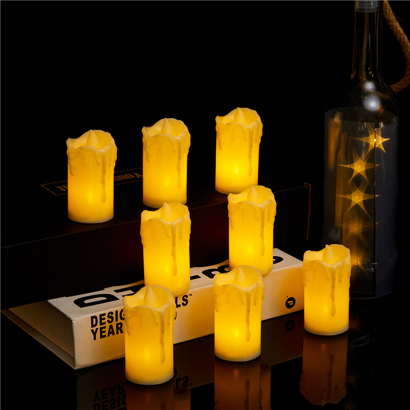 Integrated wick, small tea wax simulation tearful LED electronic candle lamp, Easter birthday decoration luminous candle details Picture