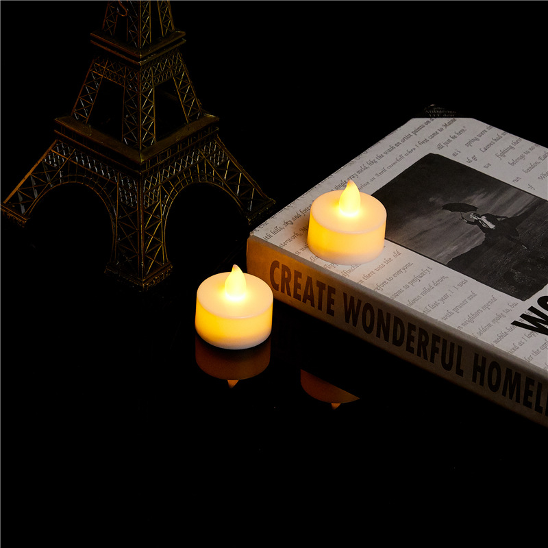 Manufacturer wholesale cross-border best-selling led electronic candle lamps, milky white core small tea wax flameless flickering candle lamps details Picture