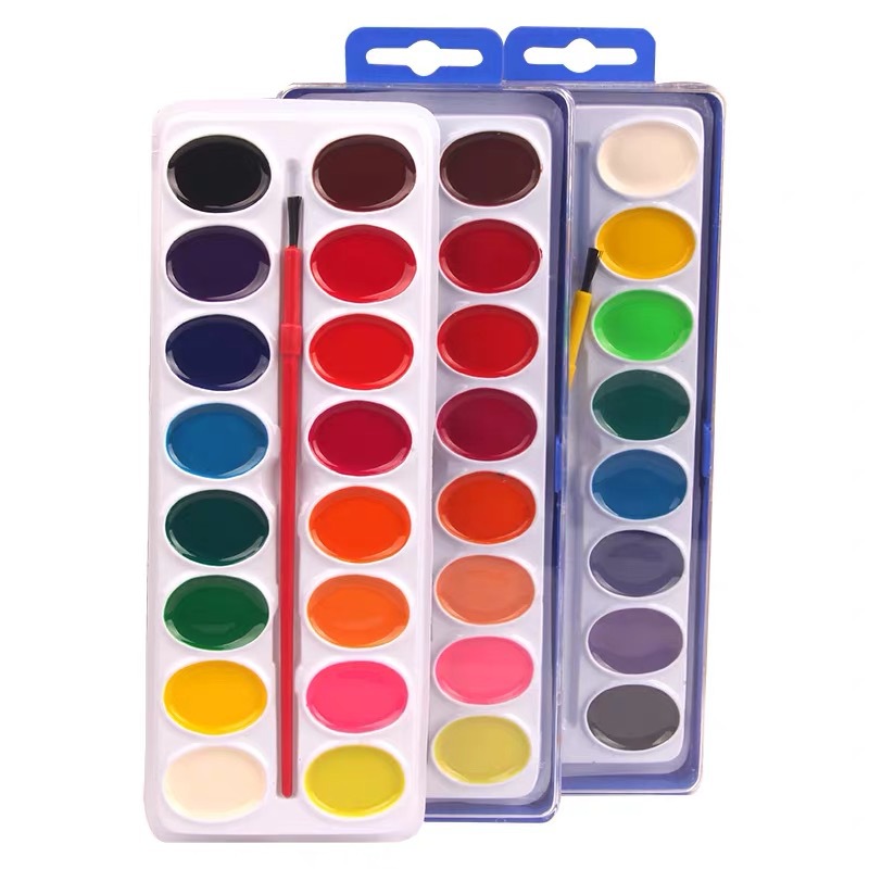 厂家直销16色固体颜料粉饼套装儿童绘画颜料笔涂鸦画批发两元货源