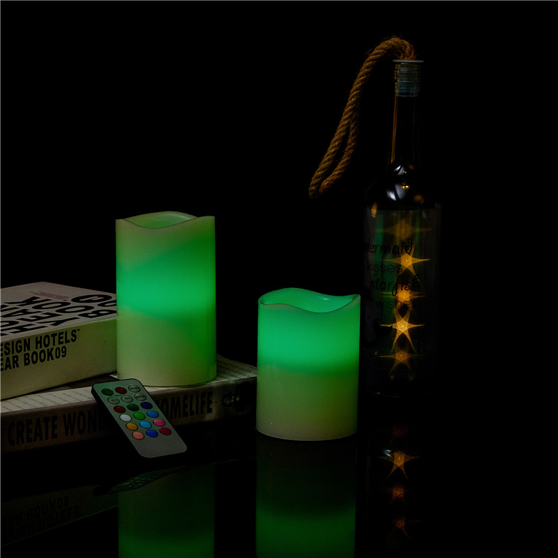 Wave-shaped 18-key intelligent remote control seven-color LED electronic paraffin lamp performance prop simulation candle night light details Picture
