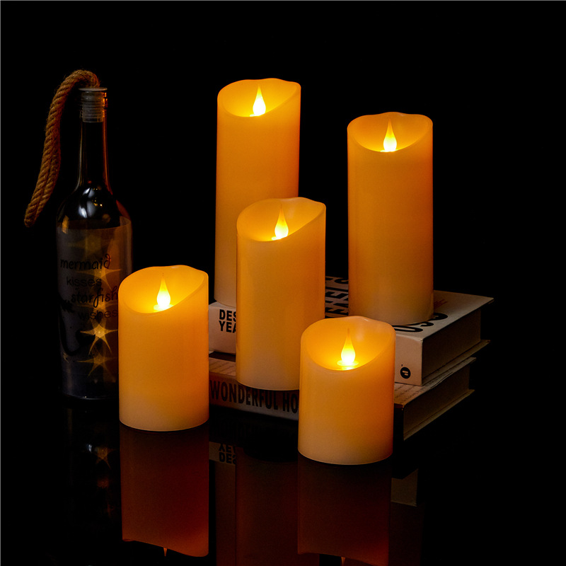 Wave-shaped mouth simulation led electronic candle lamp paraffin bar scene arrangement Romantic wedding decoration fake candle