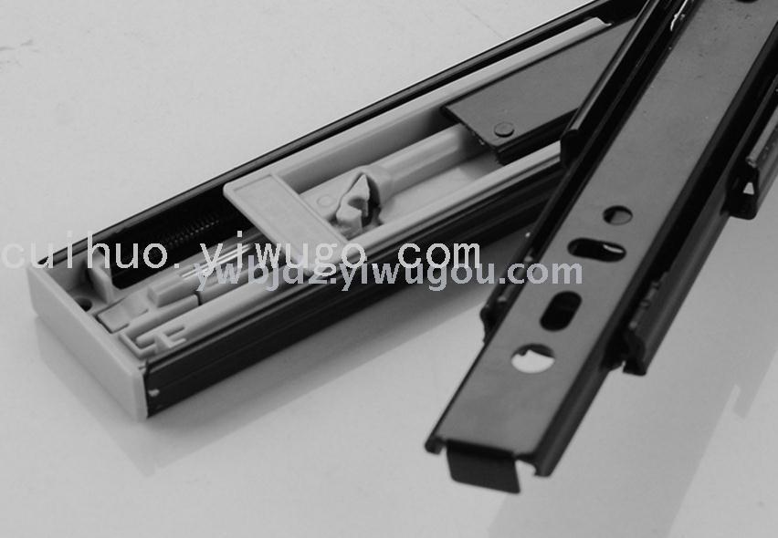 Stainless steel three-section drawer track buffer slide rail, furniture wardrobe track 3710 damping slide rail Item Picture