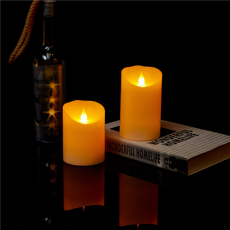 Wave-shaped mouth simulation led electronic candle lamp paraffin bar scene arrangement Romantic wedding decoration fake candle details Picture