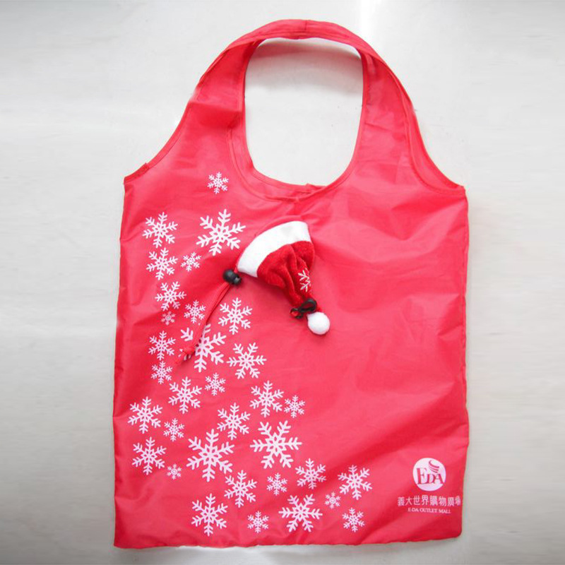 Creative Christmas hats and shoes in stock, polyester flannel Christmas portable folding hand-carry Christmas shopping bags manufacturer wholesale