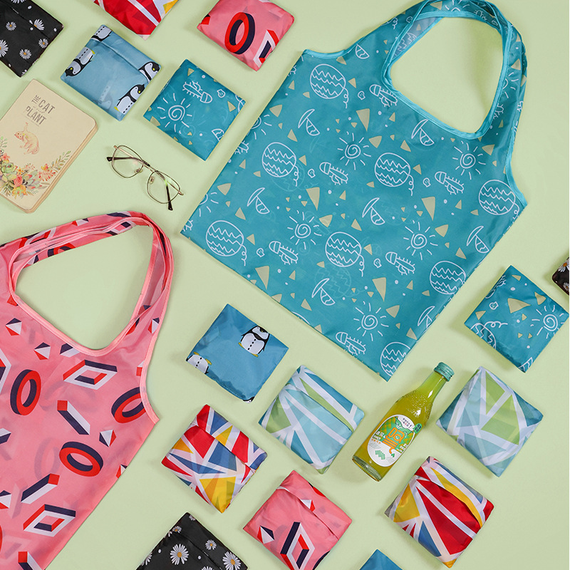 大容量折叠家用购物袋印花收纳袋可折叠手提袋超市购物袋定制代发