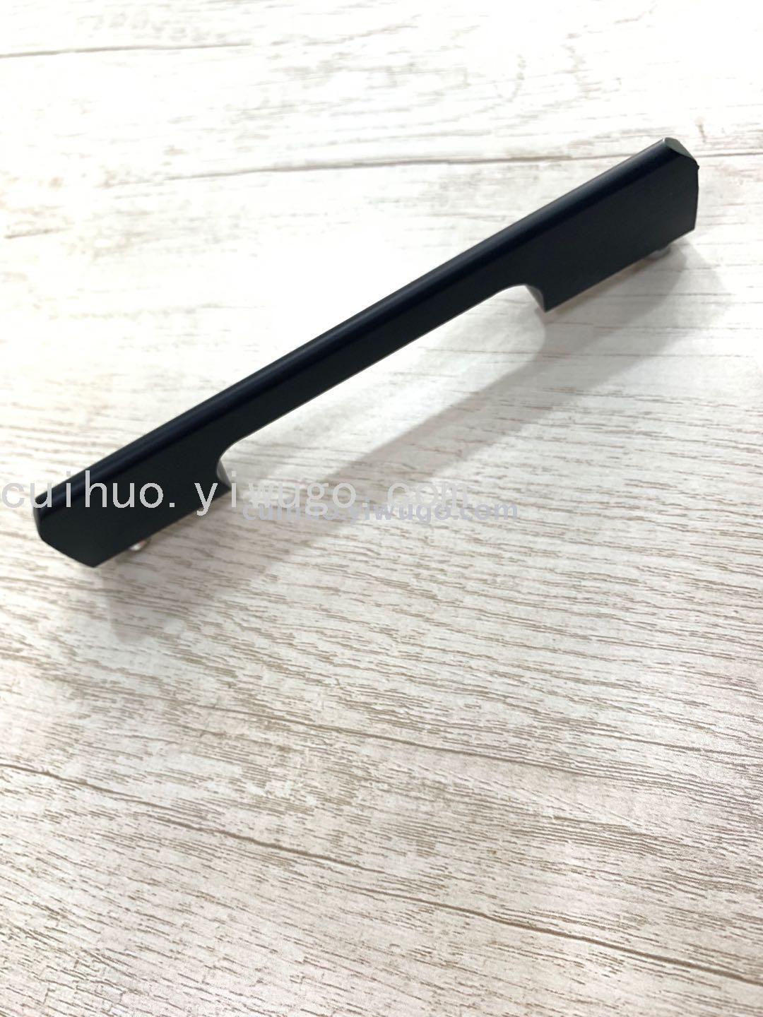 Cabinet door handle matte black American-style engineering pull, aluminum alloy long pull, cabinet furniture hardware Item Picture
