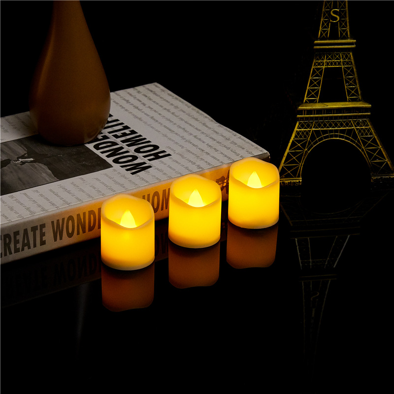 Cross-border e-commerce hot-selling wave-mouth tea wax led electronic candle lamp, smokeless candle simulation festival decoration details Picture