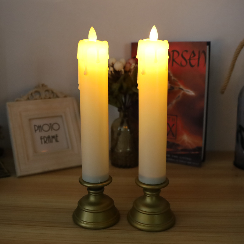 杆蜡 led蜡烛带底托 仿真火苗电子蜡烛 婚礼气氛布置 佛教用品