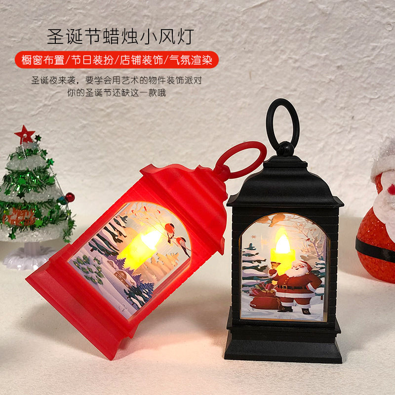 Cross-border Christmas decorative lanterns, illuminated elderly people, snowmen, reindeer ornaments, Christmas creative European-style wind lamps wholesale Specification image