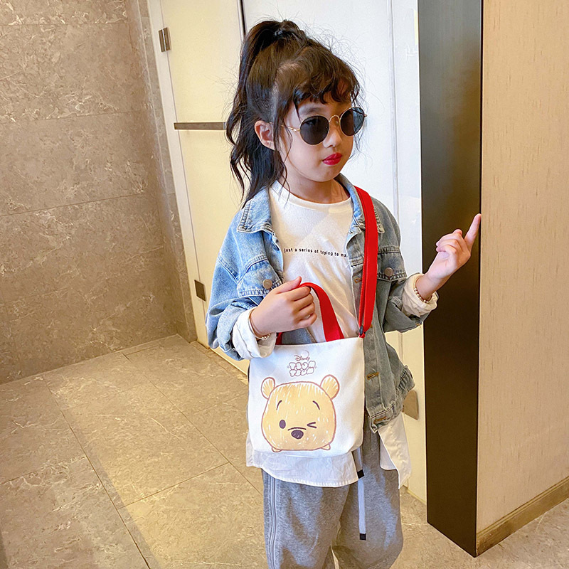 Korean children's bags 2021 New style trendy canvas hand-held shoulder bag, cute cartoon girl crossbody bag, coin purse