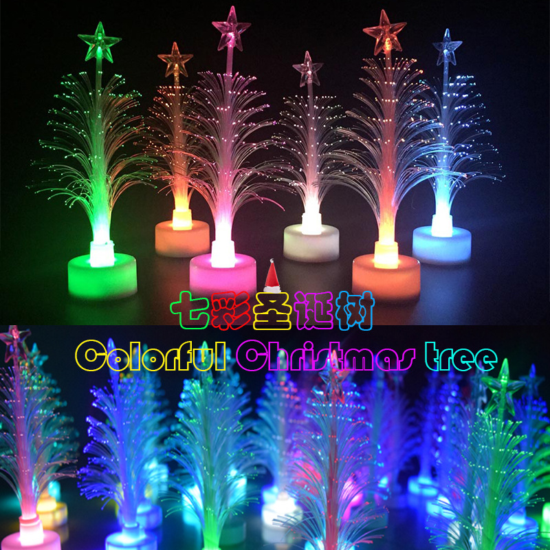 Cross-border exclusive LED light-emitting Christmas fiber optic tree, seven-color changing Christmas gift decoration, display and toy arrangement details Picture
