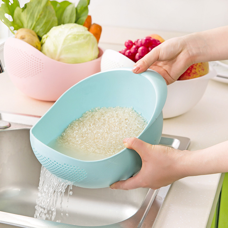 Rice washing machine rice washing sieve drain basket kitchen supplies household multifunctional thickened rice washing basin plastic vegetable washing basket fruit and vegetable