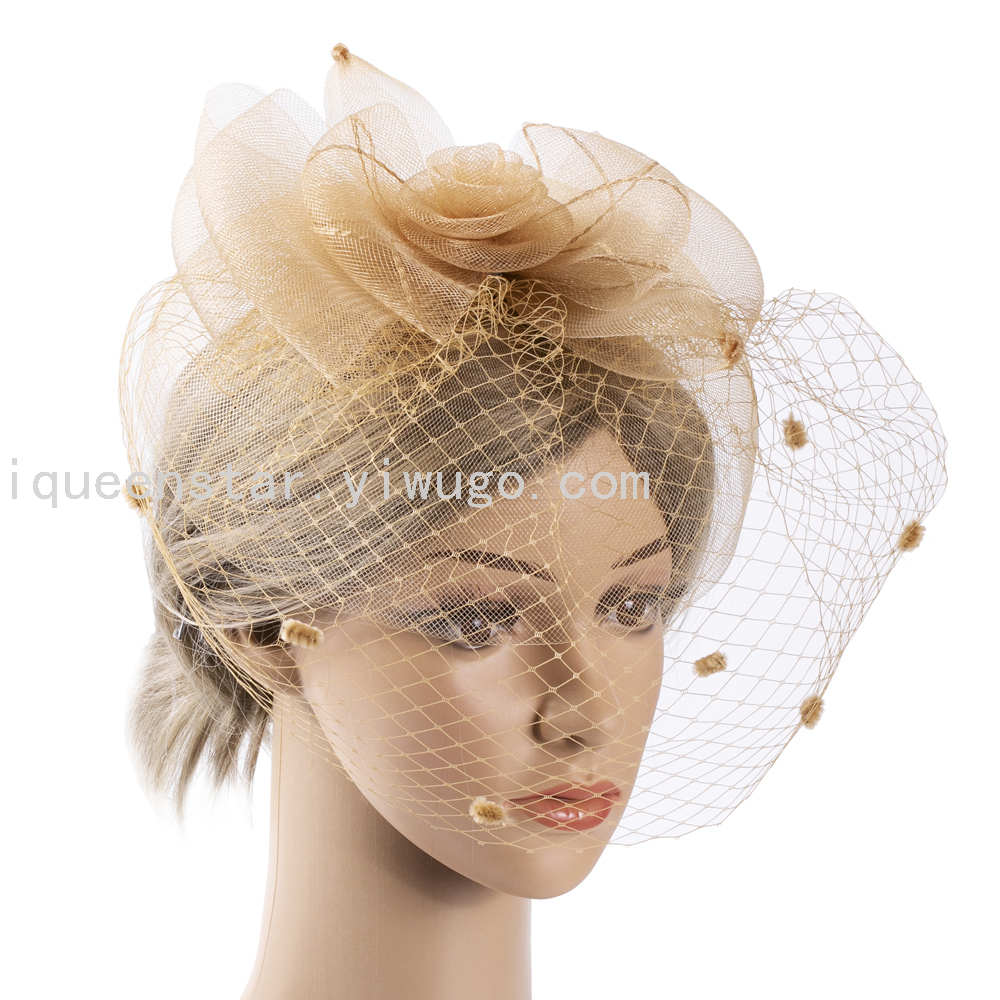New European and American top hat mesh, large top hat, elastic net, exaggerated banquet top hat, women's dress accessory decoration details Picture