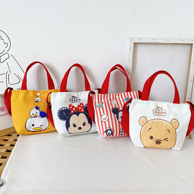 Korean children's bags 2021 New style trendy canvas hand-held shoulder bag, cute cartoon girl crossbody bag, coin purse Specification image