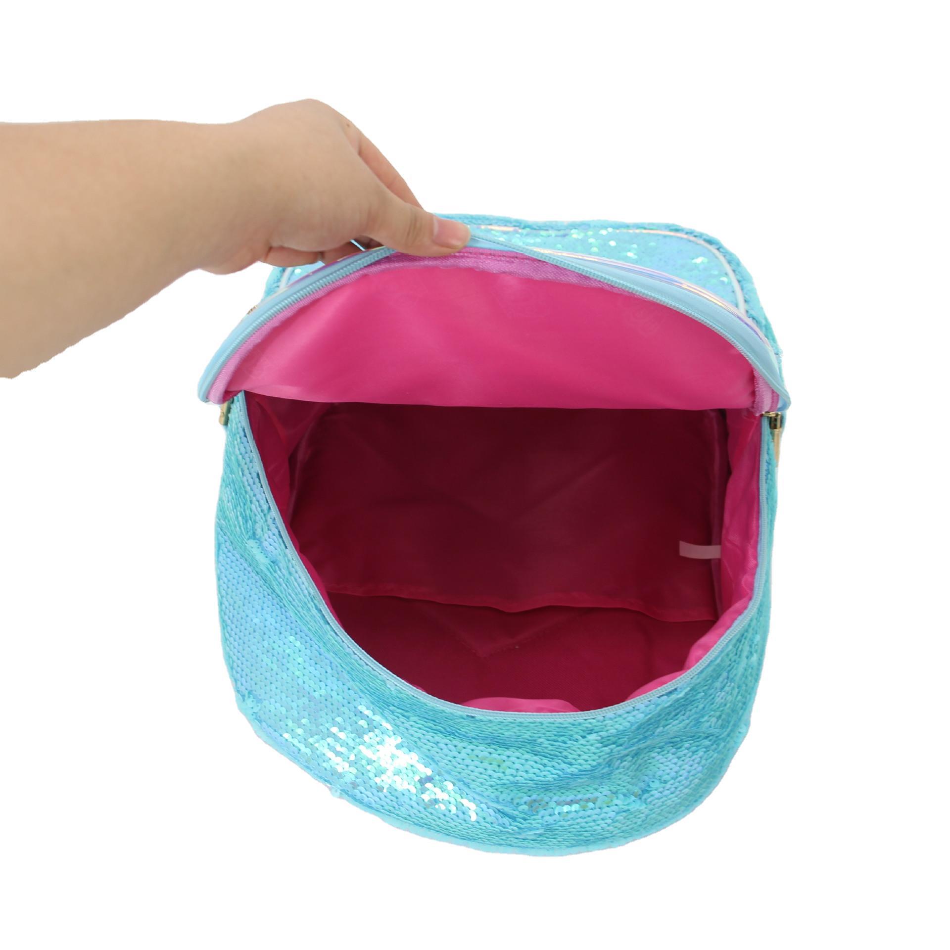 Unicorn Sequined schoolbag, Iridescent sequined student backpack, Scale Fashionable DIY flipable Casual bag Application Scenario