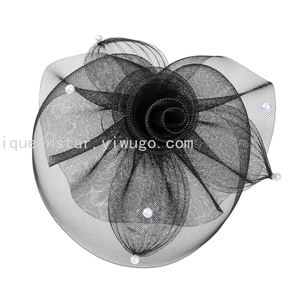 Amazon bridal top hat vintage European and American lady hair accessories Party headdress linen gauze top hat wholesale