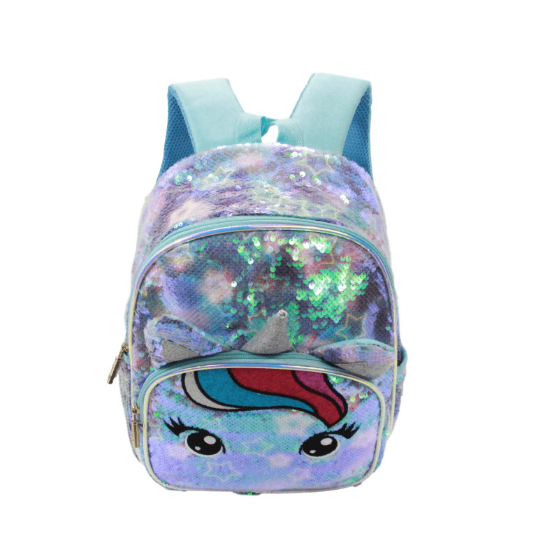 Unicorn Sequined schoolbag, Iridescent sequined student backpack, Scale Fashionable DIY flipable Casual bag Item Picture