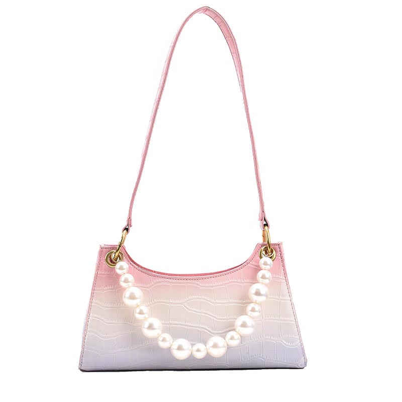 The popular pearl hand-held small bag 2021 spring Korean version, new stone pattern, unique and versatile, single-shoulder armpit bag, PU Item Picture