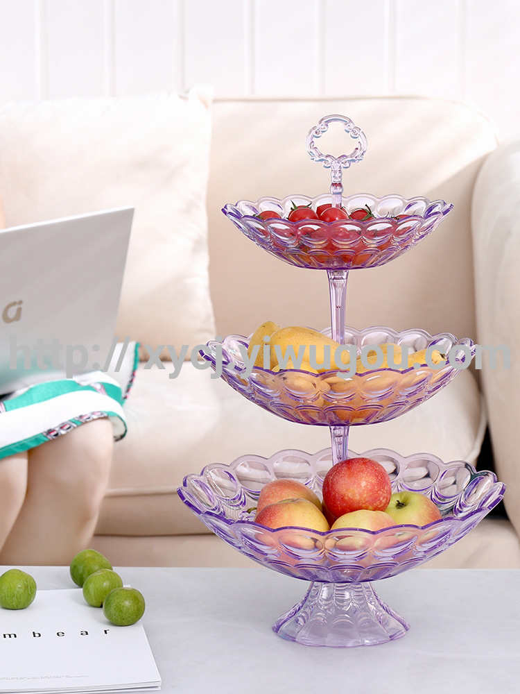 Multi-layer plastic fruit plate, household living room coffee table, fruit plate, multi-functional tray, pastry rack, dessert table Application Scenario