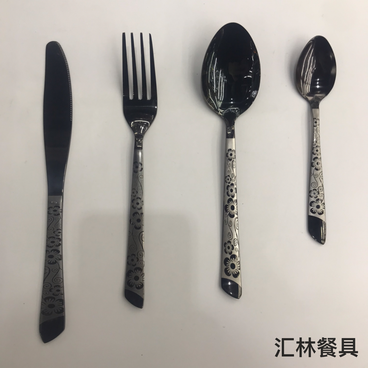 410 stainless steel tableware plum-blossom series titanium black knife, fork, spoon, tea spoon