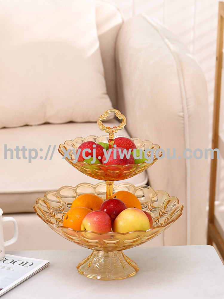 Multi-layer plastic fruit plate, household living room coffee table, fruit plate, multi-functional tray, pastry rack, dessert table Specification image
