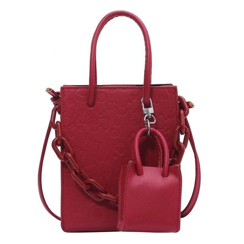 The 2021 new Korean-style trendy, versatile and fashionable niche design single-shoulder crossbody mother-and-child tote bag made of PU Item Picture