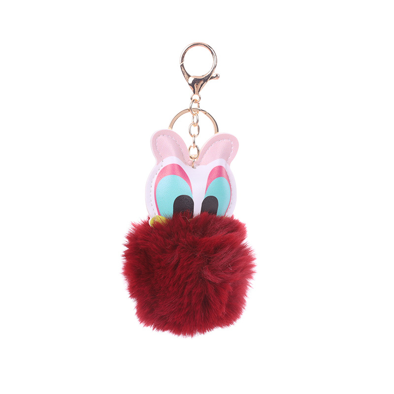 毛球工厂毛球钥匙扣PV大眼睛立体造型学生包钥匙挂件毛绒创意礼品