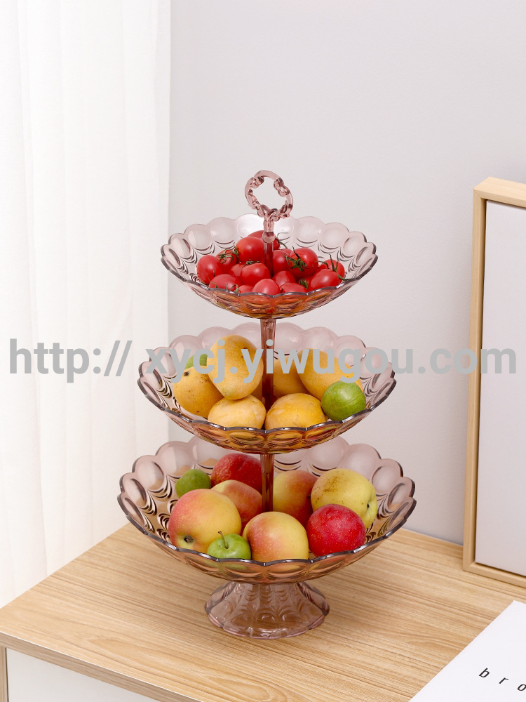 Multi-layer plastic fruit plate, household living room coffee table, fruit plate, multi-functional tray, pastry rack, dessert table