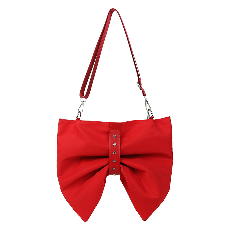 Cute and unique bow tote bag 2021 New Korean version large-capacity crossbody bag for girls, versatile single-shoulder canvas bag Item Picture