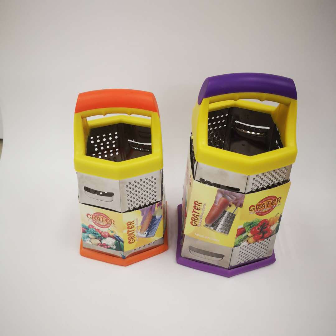 Double-color handle with leather, six-sided grater, six-sided vertical grater, fruit and vegetable grater, vegetable cutter details Picture