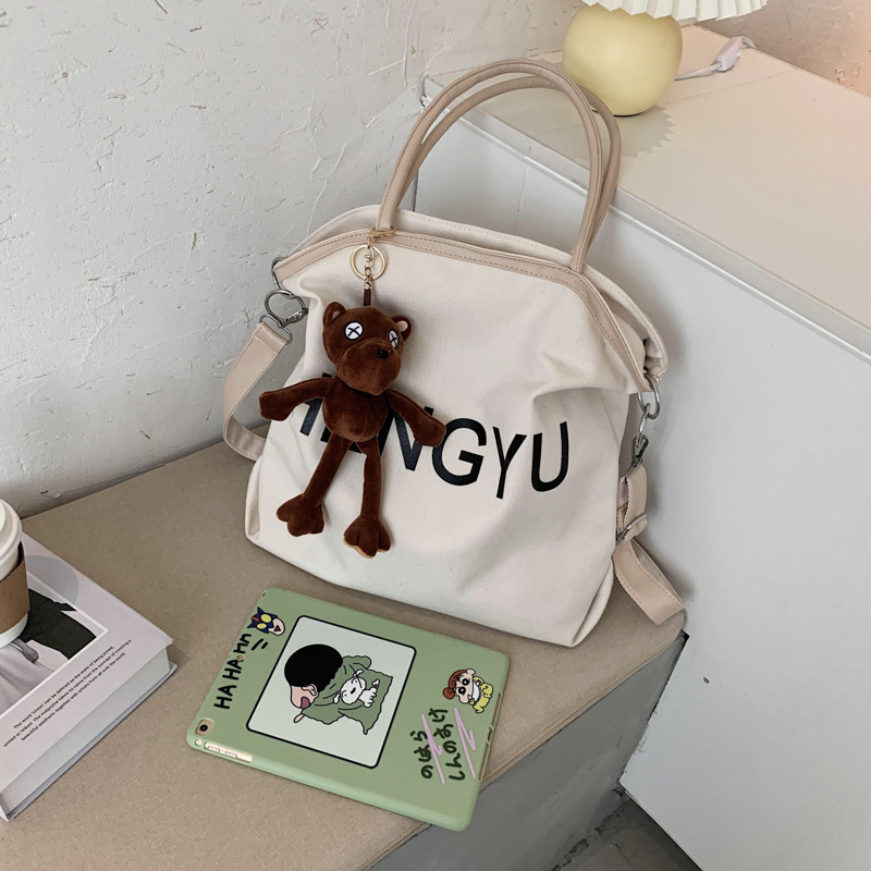 Wholesale of 2021 new Korean style fashionable printed simple large-capacity internet-famous tote bags for women's cross-border canvas Application Scenario