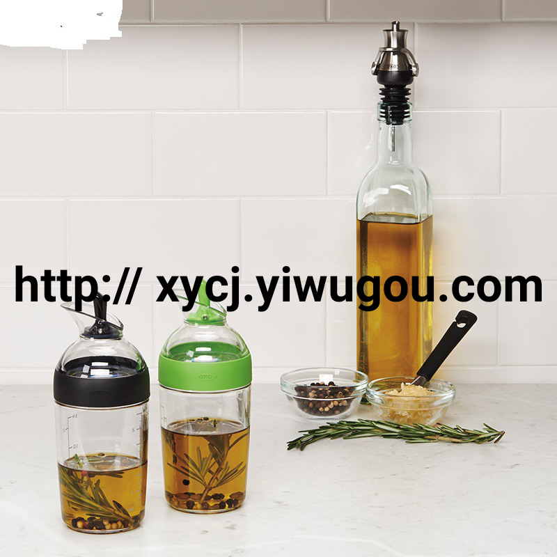 Botella de aceite olla de aceite cocina salsa condimento pote con taza de medición graduada
